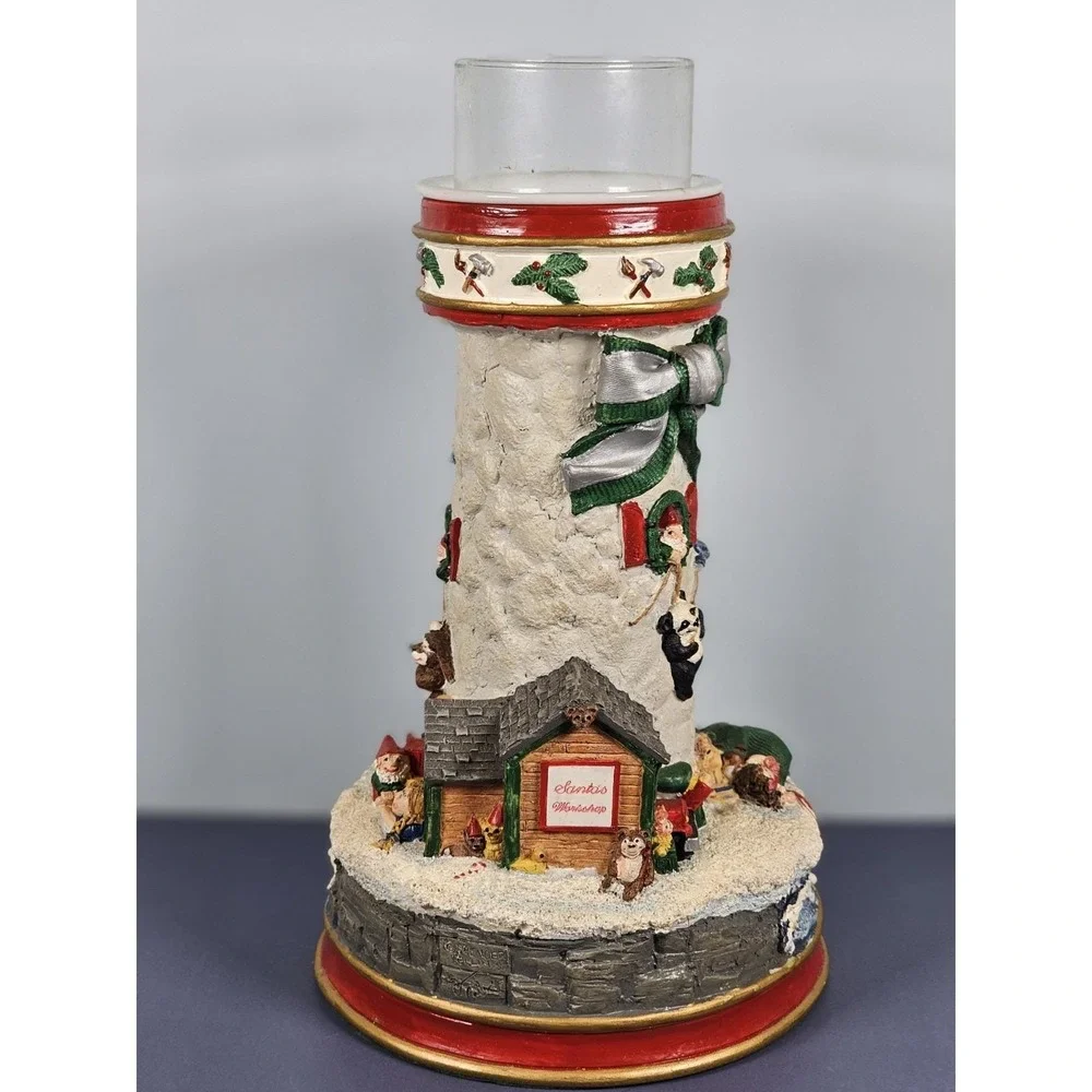 Danbury Mint Cheryl Collins Lighthouse Santa Elves Figurine w COA